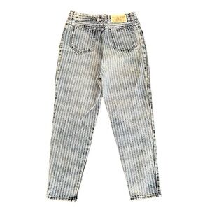 VINTAGE 1980s Bongo Denim High Rise Striped Blue Jeans Tapered Vtg 80s Size 13